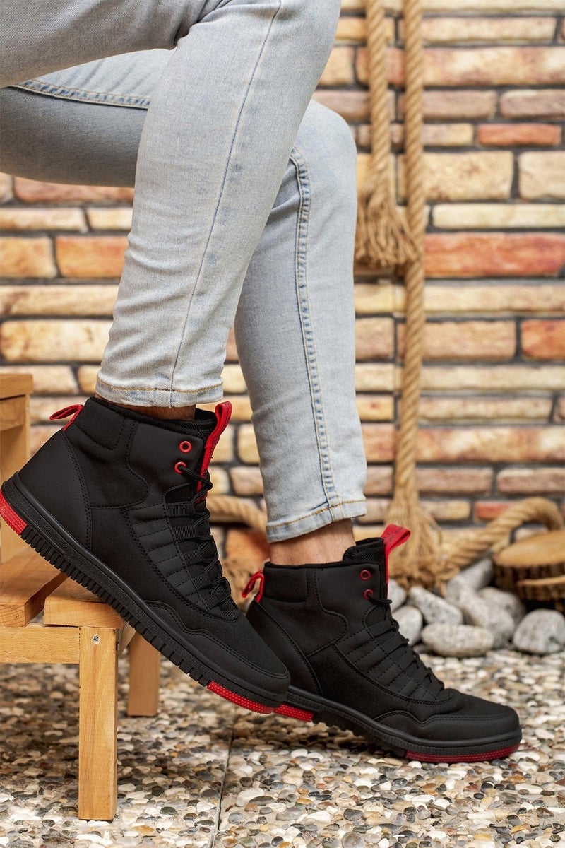 Riccon Black Red Men's Sneaker Boots 00122262 - Image 2