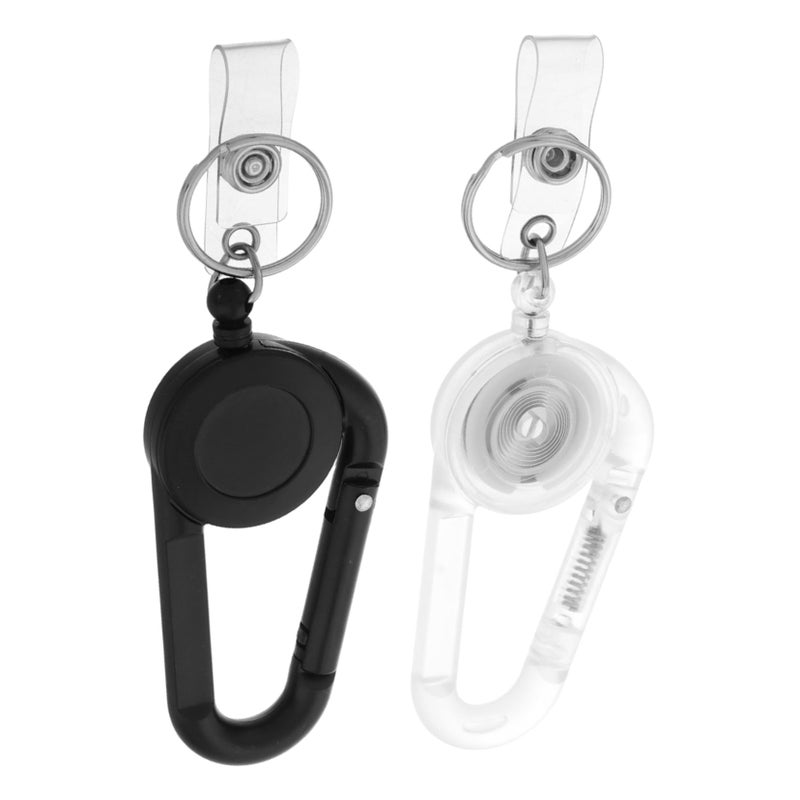 2 Pack Retractable Badge Holder Clip Carabiner Keychain for Outdoor Activities Key Management - Image 2