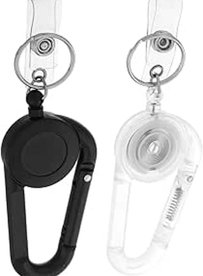 2 Pack Retractable Badge Holder Clip Carabiner Keychain for Outdoor Activities Key Management - Image 1