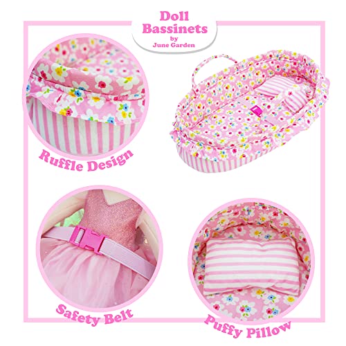 June Garden Cozy Dream Doll Bassinet - Baby Doll Portable Carrier - Fits for American Girl Dolls up to 18" - Soft Pillow & Safety Buckle Included - Image 5