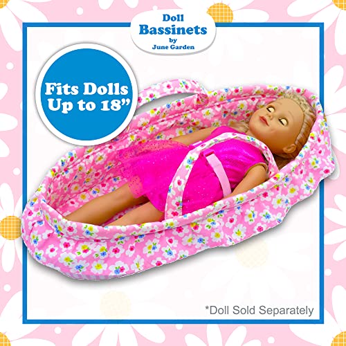 June Garden Cozy Dream Doll Bassinet - Baby Doll Portable Carrier - Fits for American Girl Dolls up to 18" - Soft Pillow & Safety Buckle Included - Image 3