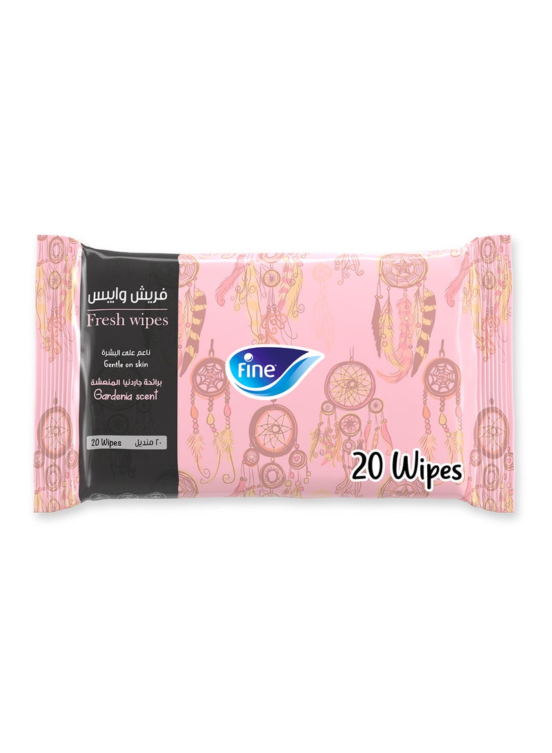 Fine Wet Wipes 20 Sheets Gardenia Pack of 1 - Image 1