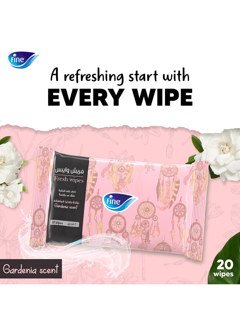 Fine Wet Wipes 20 Sheets Gardenia Pack of 1 - Image 5