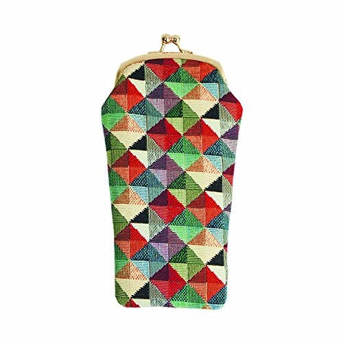 Signare Tapestry Glasses Case for Women Eyeglass Pouch With Coloruful Geometric Shapes Design (GPCH-MTRI) - Image 1