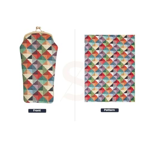 Signare Tapestry Glasses Case for Women Eyeglass Pouch With Coloruful Geometric Shapes Design (GPCH-MTRI) - Image 2