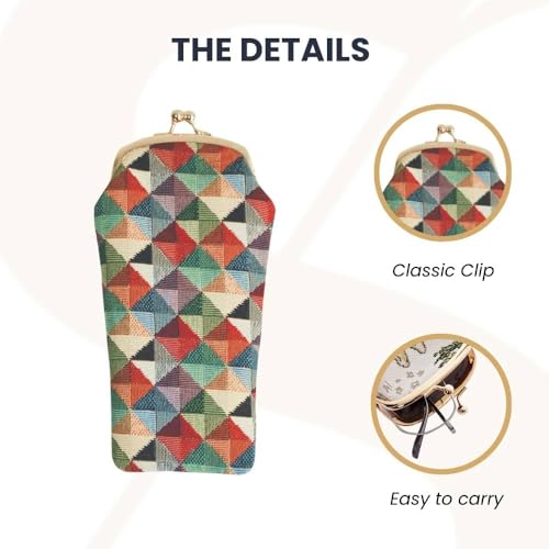 Signare Tapestry Glasses Case for Women Eyeglass Pouch With Coloruful Geometric Shapes Design (GPCH-MTRI) - Image 4