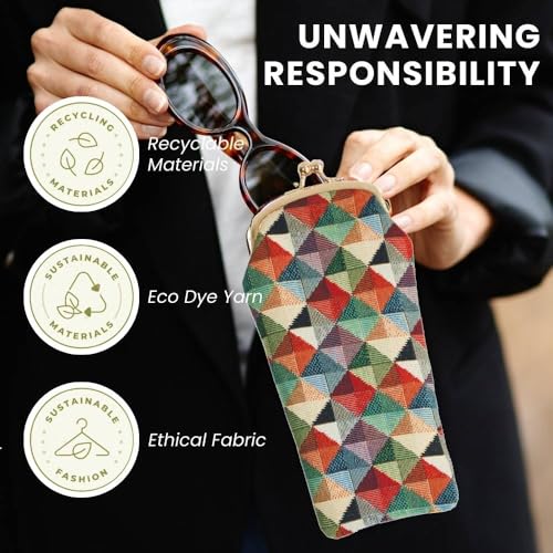 Signare Tapestry Glasses Case for Women Eyeglass Pouch With Coloruful Geometric Shapes Design (GPCH-MTRI) - Image 5