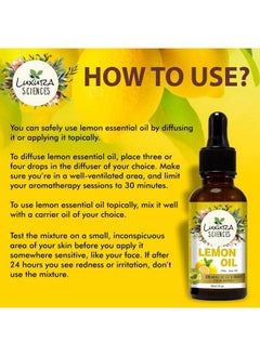 Luxura Sciences Organic Lemon Essential Oil For Skinhair And Body (100% Pure & Natural Undiluted) Therapeutic Grade Perfect For Aromatherapy Relaxation Skin Therapy & More! 30Ml  - Image 4