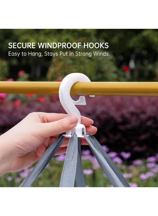 Hanging Dryer Net Foldable Drying Rack Net 1-Layer Large Capacity Clothes Drying Basket with Zipper for Sweater Delicates Swimsuit Windproof Design Hanging Dryer Net Lightweight Mesh Construction with Fixing Band for Fish Vegetables Herbs - Image 4