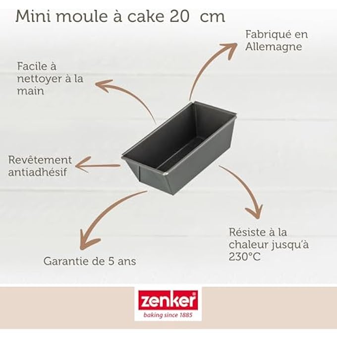 Zenker 9916350 Set of 2 Cake Tins 20 cm Cake Mould Cake Mould Brioche Mould Rectangular Baking Mould Steel 20 cm - Image 2