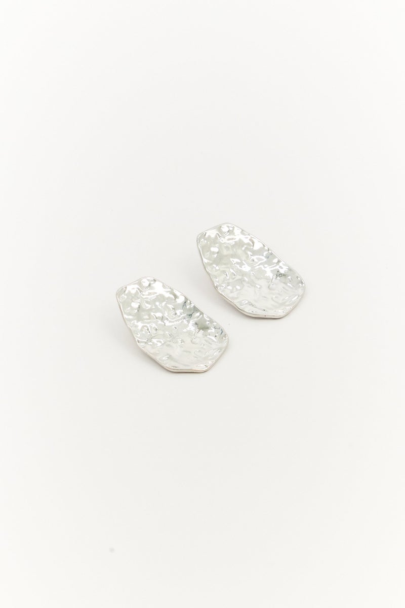 ADINA EDEN Women 1 Pair Unique Metal Fluid Shape Stud Earrings, Silver - Image 2