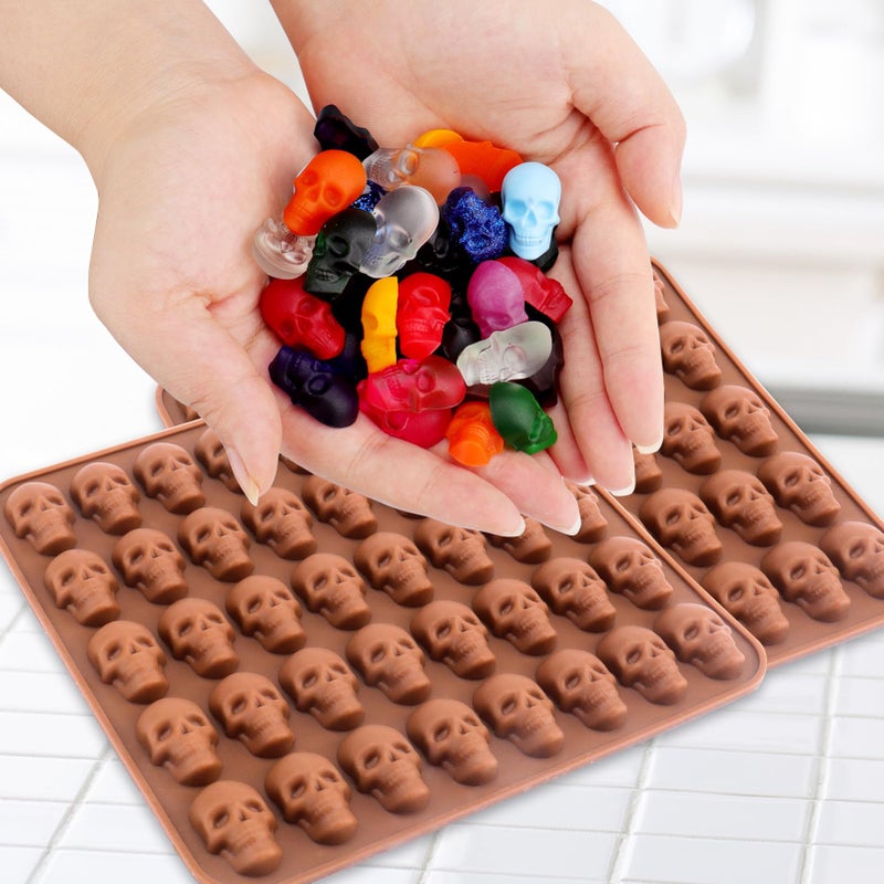 BUSOHA Gummy Skull Candy Molds Silicone, 2 Pack 40 Cavity Non-Stick Skull Silicone Molds with 1 Droppers for Chocolate, Candy, Jelly, Ice Cube, Dog Treats - Image 4