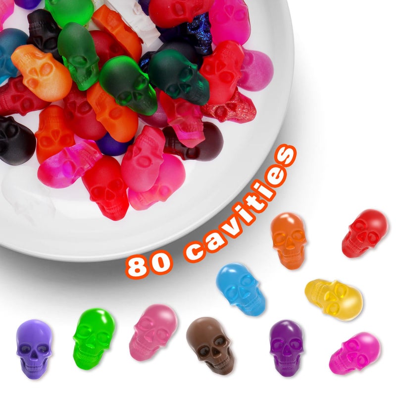 BUSOHA Gummy Skull Candy Molds Silicone, 2 Pack 40 Cavity Non-Stick Skull Silicone Molds with 1 Droppers for Chocolate, Candy, Jelly, Ice Cube, Dog Treats - Image 3