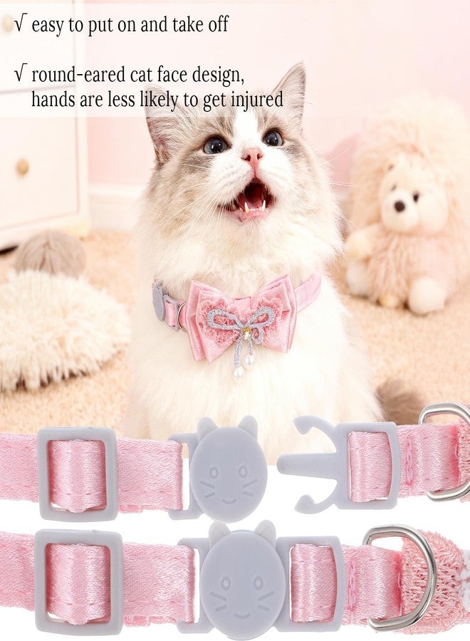 Jeffdad 4 PCS Cute Pearl Cat Collar with Bow, for Girl Cats Pink Cat Bows & Accessories Breakaway Safety Cat Bowtie Collar - Image 4