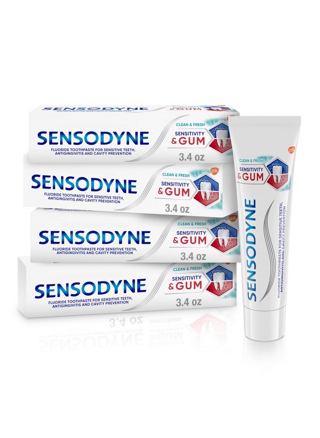Sensodyne - Sensodyne Sensitivity & Gum Sensitive Toothpaste for Gingivitis, Sensitive Teeth Treatment, Clean & Fresh - 3.4 Ounce (Pack of 4) - Image 1