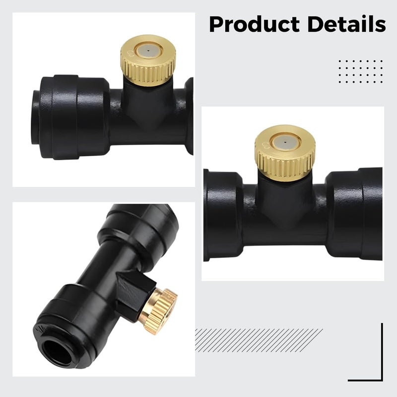 Quick Connect Misting Tees, 23 Pcs Kit, for Home Garden and More, with Brass Orifice Nozzles, 1/4 Inch - Image 2