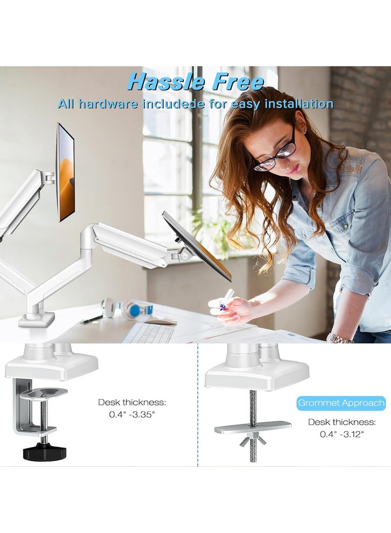 Adjustable Dual Monitor Mount Stand, Gas Spring Arm Desk Mount for 13-32 inch LCD Screens - Clamp or Grommet Base, Articulating Display Stand - Image 4