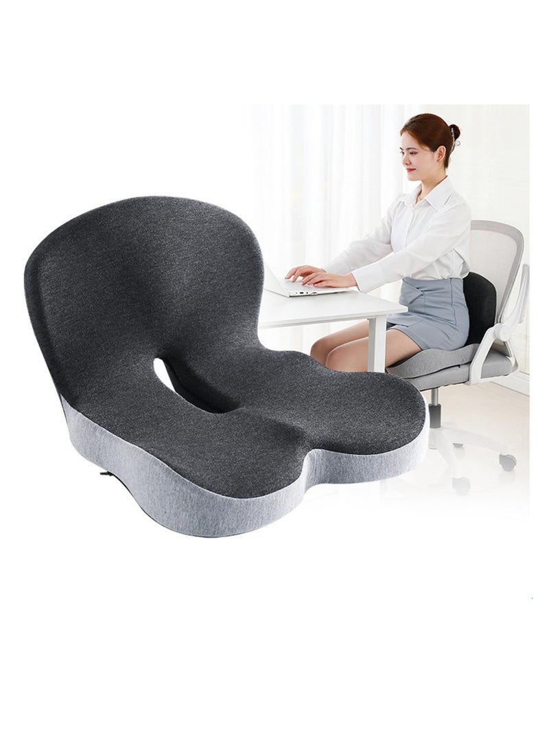 TYCOM Seat Cushion for Office Lumbar Support Pillow Chair Memory Foam Coccyx Seat Cushion for Sciatica Back Support Pillow Chair Pads Reduce Tailbone Pressure （Dark&Light Grey）  - Image 1