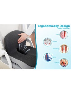 TYCOM Seat Cushion for Office Lumbar Support Pillow Chair Memory Foam Coccyx Seat Cushion for Sciatica Back Support Pillow Chair Pads Reduce Tailbone Pressure （Dark&Light Grey）  - Image 2