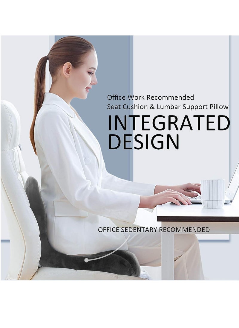 TYCOM Seat Cushion for Office Lumbar Support Pillow Chair Memory Foam Coccyx Seat Cushion for Sciatica Back Support Pillow Chair Pads Reduce Tailbone Pressure （Dark&Light Grey）  - Image 3
