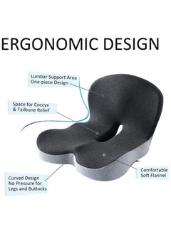 TYCOM Seat Cushion for Office Lumbar Support Pillow Chair Memory Foam Coccyx Seat Cushion for Sciatica Back Support Pillow Chair Pads Reduce Tailbone Pressure （Dark&Light Grey）  - Image 5