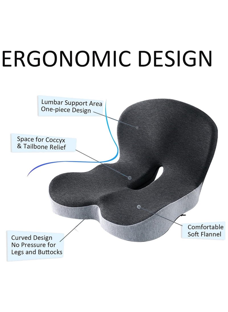TYCOM Seat Cushion for Office Lumbar Support Pillow Chair Memory Foam Coccyx Seat Cushion for Sciatica Back Support Pillow Chair Pads Reduce Tailbone Pressure （Dark&Light Grey）  - Image 5