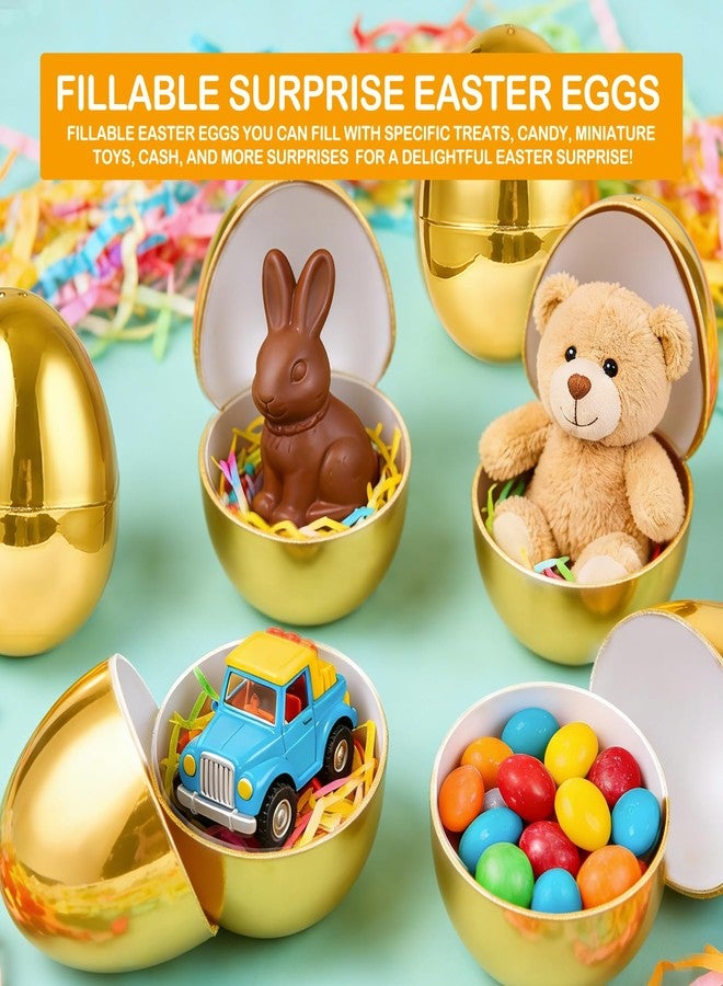 AMENON 3.15" Golden Easter Eggs, 36PCS Fillable Plastic Eggs Empty Surprise Gold Eggshells with Hinge for Easter Hunt Easter Basket Stuffers Fillers Classroom Prize Supplies Filling Treats Party Favor - Image 3
