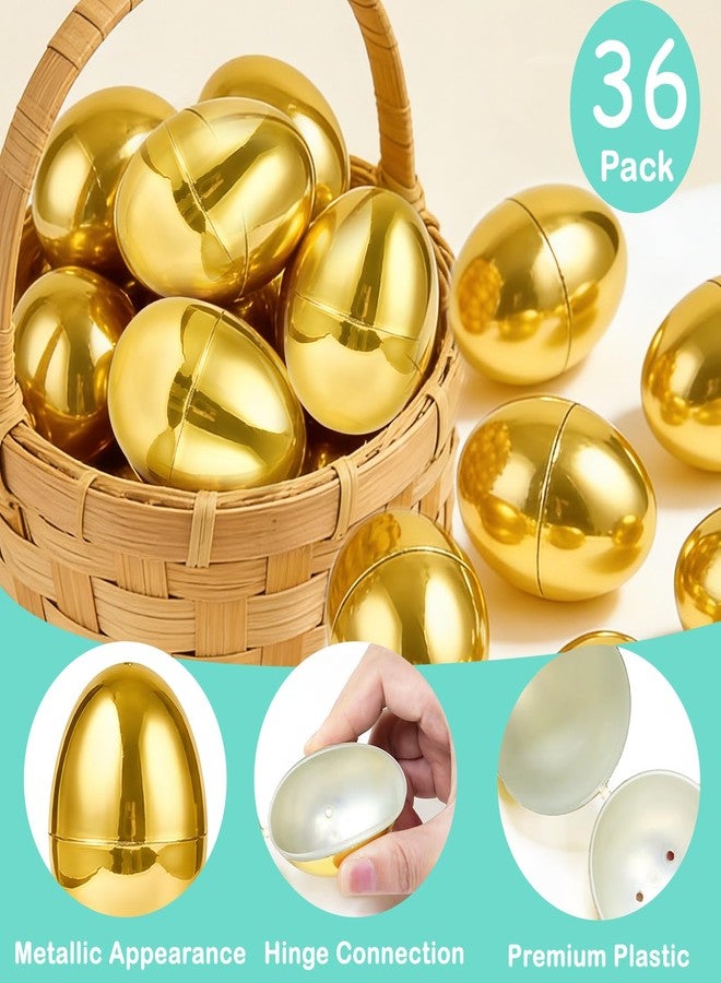 AMENON 3.15" Golden Easter Eggs, 36PCS Fillable Plastic Eggs Empty Surprise Gold Eggshells with Hinge for Easter Hunt Easter Basket Stuffers Fillers Classroom Prize Supplies Filling Treats Party Favor - Image 4
