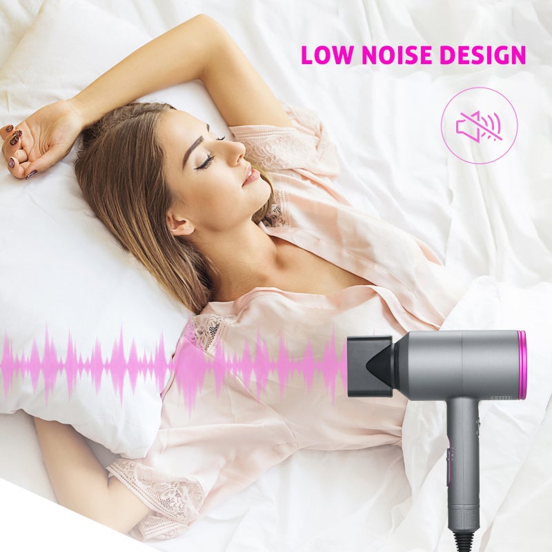 Ionic Hair Dryer 1800W-2000W AC Motor Moisturizing Ions Hair Dryer - Low Noise Quick Drying Hair Dryer With 3 Nozzles 3 Heat 2 Speed Settings for Home Hair Styling & Daily Hair Care - Image 2