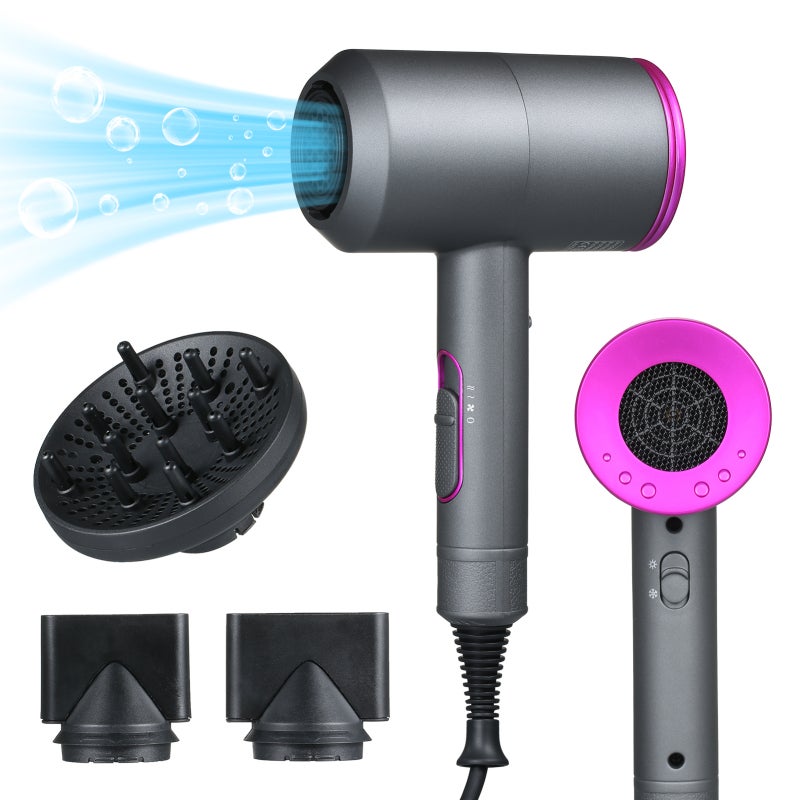 Ionic Hair Dryer 1800W-2000W AC Motor Moisturizing Ions Hair Dryer - Low Noise Quick Drying Hair Dryer With 3 Nozzles 3 Heat 2 Speed Settings for Home Hair Styling & Daily Hair Care - Image 1