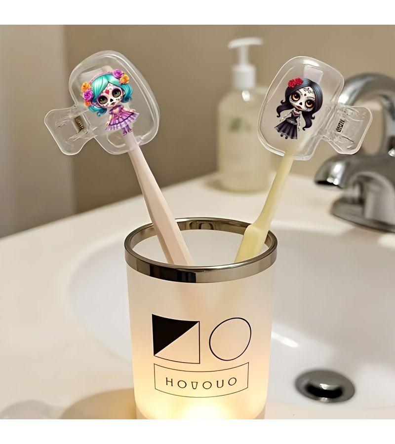 Portable Toothbrush Cover Set 2Pcs With Storage Case And Cap Holder For Travel - Image 1