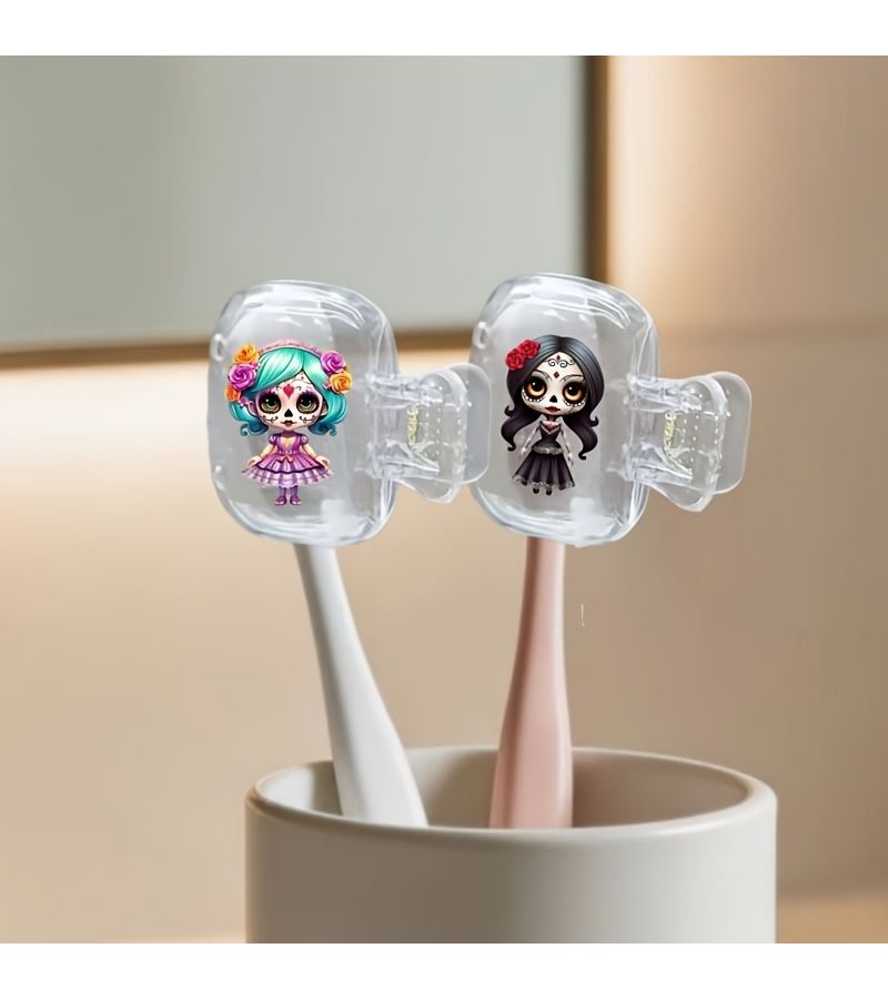 Portable Toothbrush Cover Set 2Pcs With Storage Case And Cap Holder For Travel - Image 3
