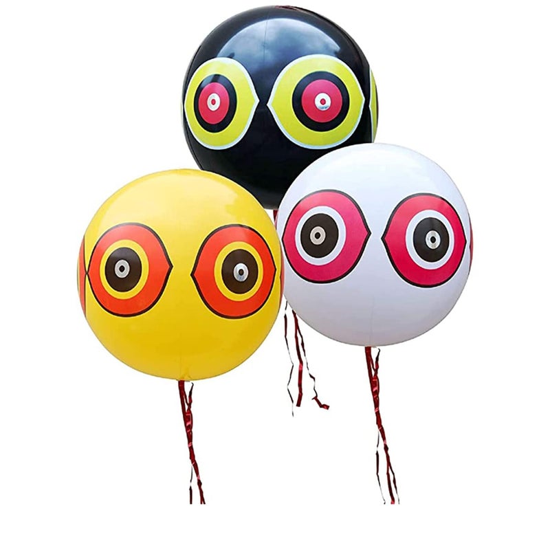 Zikra 3 Pcs Bird Balloons, Reflective Eyes Balloon Bird Repellent, Keep Birds Away Garden, Highly Effective, Easy to Use, Crops, Windows, Boats, Cars and Pools, Wildlife Friendly - Image 1