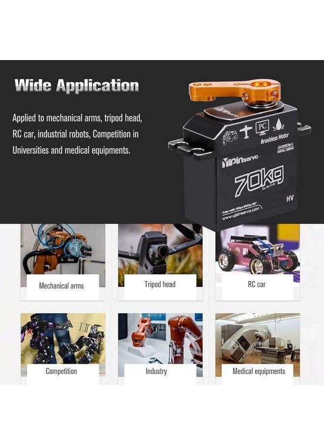 GoolRC 70Kg Brushless Servo, Ip67 Waterproof High Torque Servo With 25T Servo Arm, 180° Full Metal Body Servo Motor For 1/10 1/8 1/5 Rc Toys  - Image 3