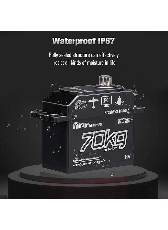 GoolRC 70Kg Brushless Servo, Ip67 Waterproof High Torque Servo With 25T Servo Arm, 180° Full Metal Body Servo Motor For 1/10 1/8 1/5 Rc Toys  - Image 4