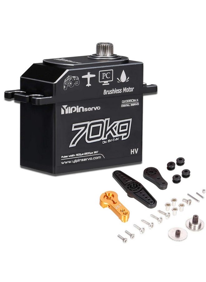 GoolRC 70Kg Brushless Servo, Ip67 Waterproof High Torque Servo With 25T Servo Arm, 180° Full Metal Body Servo Motor For 1/10 1/8 1/5 Rc Toys  - Image 1