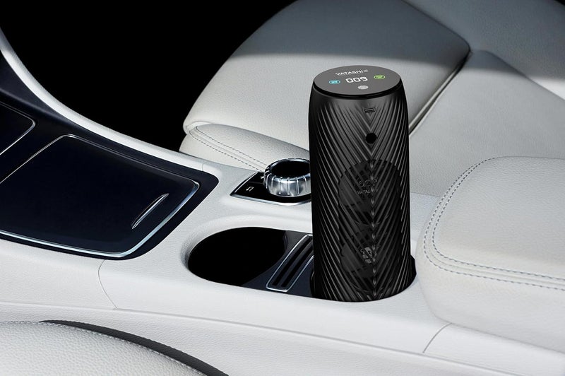 Vatashi Vatashi Ace Car Air Purifier Medical grade germs kill UVC light Live AQI Dual Fan Low Noise Level Purifies 999 Air Ideal for any car Black - Image 1