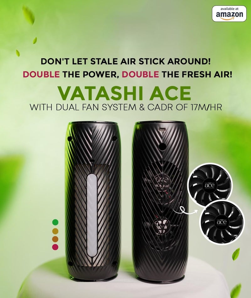 Vatashi Vatashi Ace Car Air Purifier Medical grade germs kill UVC light Live AQI Dual Fan Low Noise Level Purifies 999 Air Ideal for any car Black - Image 5
