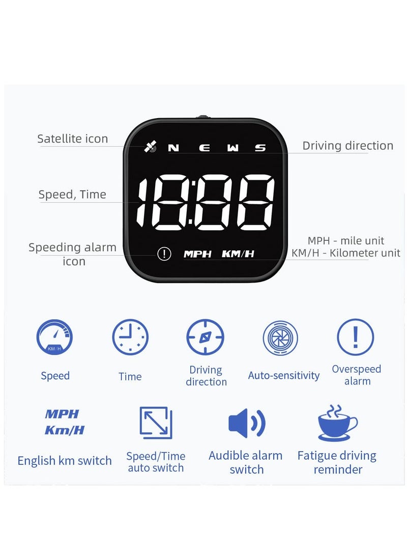 Furtey - Digital GPS Speedometer, New HUD Car Head Up Display with Digital Speed in MPH KPH Universal Fatigue Driving Reminder Overspeed Alarm Trip Meter for All Vehicle White - Image 1