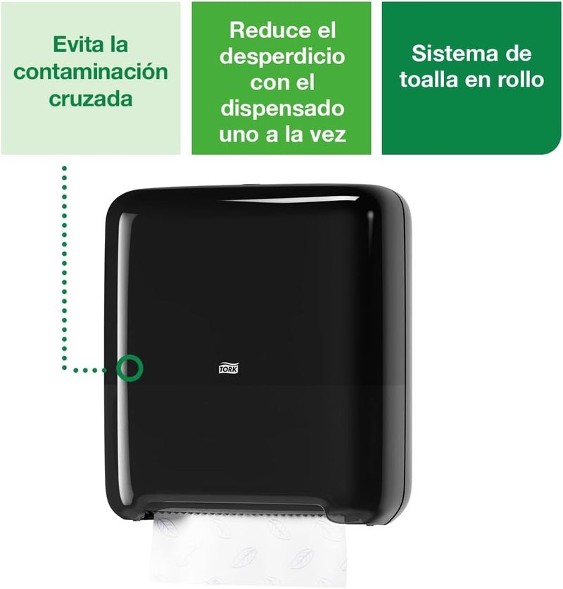 Tork Matic Paper Towel Dispenser, 5510282, Elevation Design - Paper Hand Towel Dispenser H1, One-at-a-Time dispensing with Refill Level Indicator, Black - Image 3