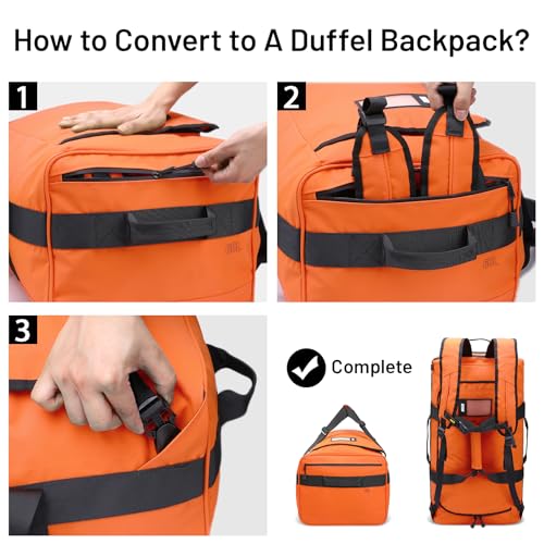 MIER 90L Water Resistant Backpack Duffle Heavy Duty Convertible Duffle Bag with Backpack Straps for Gym, Sports, Travel, Orange - Image 2