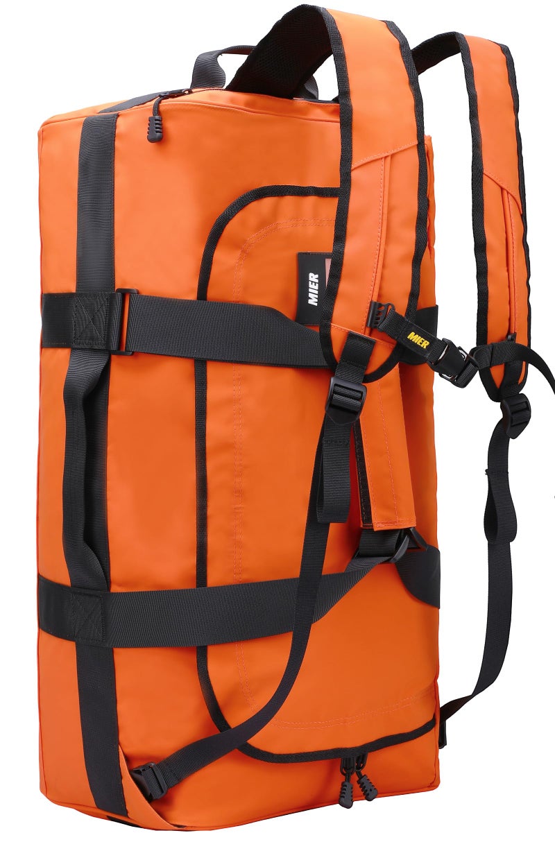 MIER 90L Water Resistant Backpack Duffle Heavy Duty Convertible Duffle Bag with Backpack Straps for Gym, Sports, Travel, Orange - Image 1