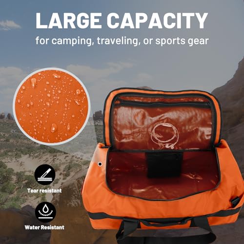 MIER 90L Water Resistant Backpack Duffle Heavy Duty Convertible Duffle Bag with Backpack Straps for Gym, Sports, Travel, Orange - Image 3