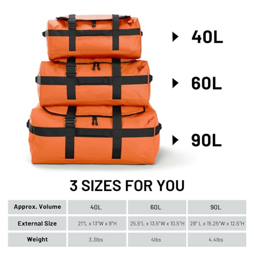 MIER 90L Water Resistant Backpack Duffle Heavy Duty Convertible Duffle Bag with Backpack Straps for Gym, Sports, Travel, Orange - Image 5