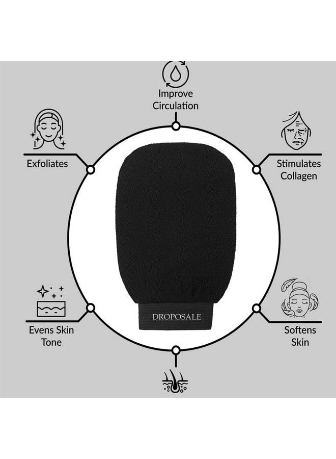 Droposale Gloves Spa Massage Body Scrubber Cleaner Gloves Exfoliating Body & Face Dead Skin Remover Deep Scrubbing Exfoliating Mitt Body Glove. (Black)  - Image 3