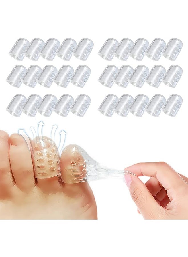 Generic 30Pcs Silicone Anti-Friction Toe Protector, Breathable Gel Toe Sleeves Toe Protectors, Little Toe Cover Used for Ingrown Toenails, Corns, Calluses, Blisters and Pain Relief - Transparent  - Image 1