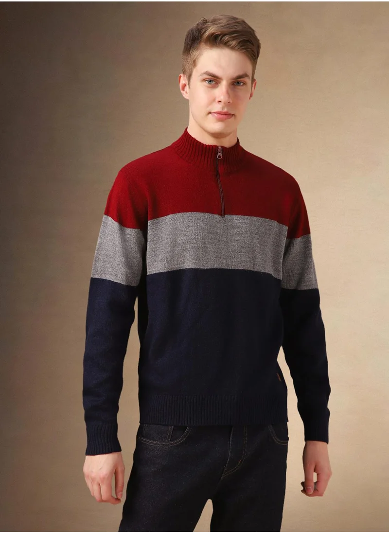 Dennis Lingo Men's Multicoloured 100% Acrylic Solid Regular Fit Sweater