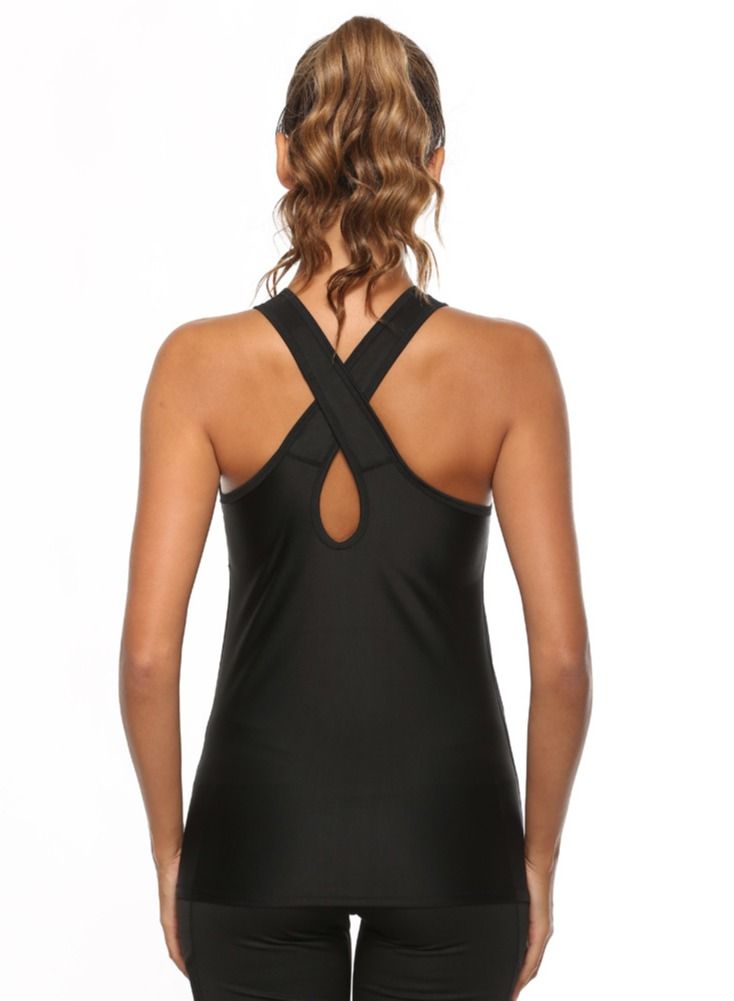 Loquat Women's Sleeveless Back Cross Tight Sports Vest Black  - Image 3
