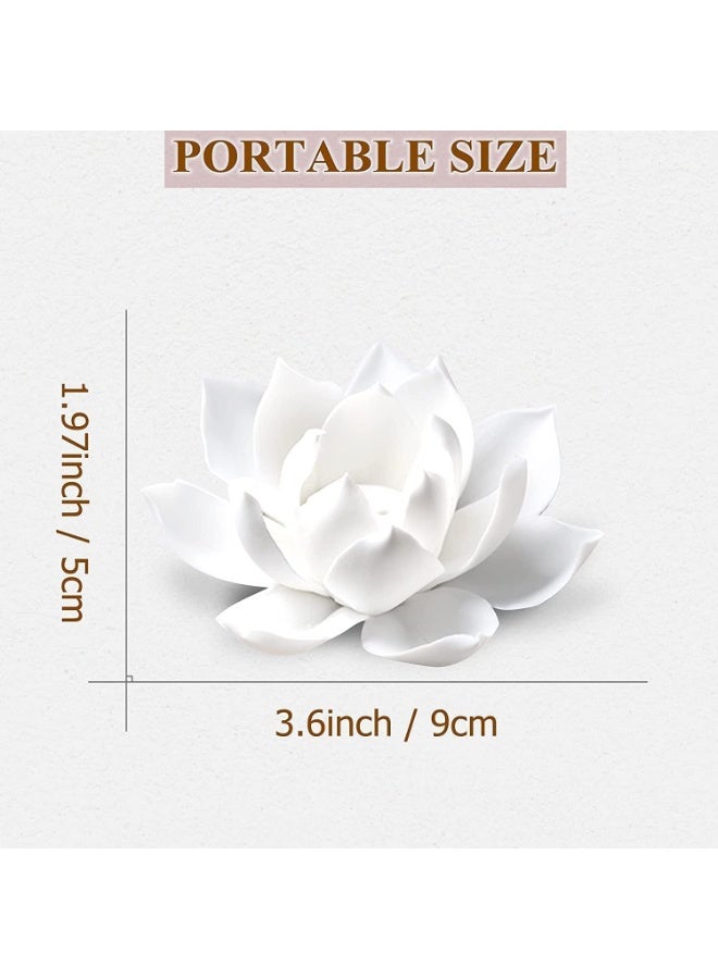 Lotus Incense Holders Burner, Ceramic White Lotus Incense Burner, Flower Incense Burner Stick Holder, for Yoga Studio Living Room Office Teahouse Home Decor, 3 Hole, 3.9 Inch - Image 2