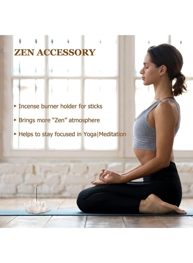 Lotus Incense Holders Burner, Ceramic White Lotus Incense Burner, Flower Incense Burner Stick Holder, for Yoga Studio Living Room Office Teahouse Home Decor, 3 Hole, 3.9 Inch - Image 5